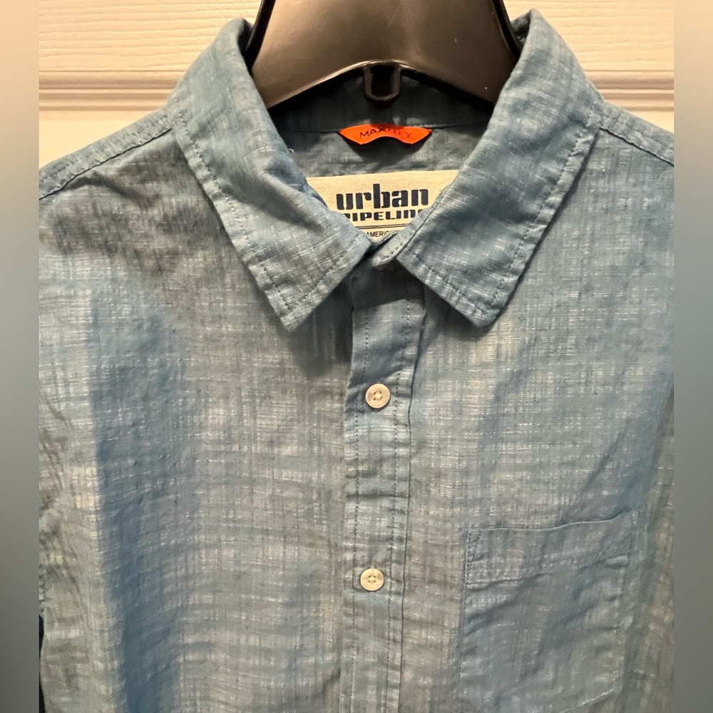 Urban Pipeline Men Long Sleeve Blue Cotton Shirt Size S